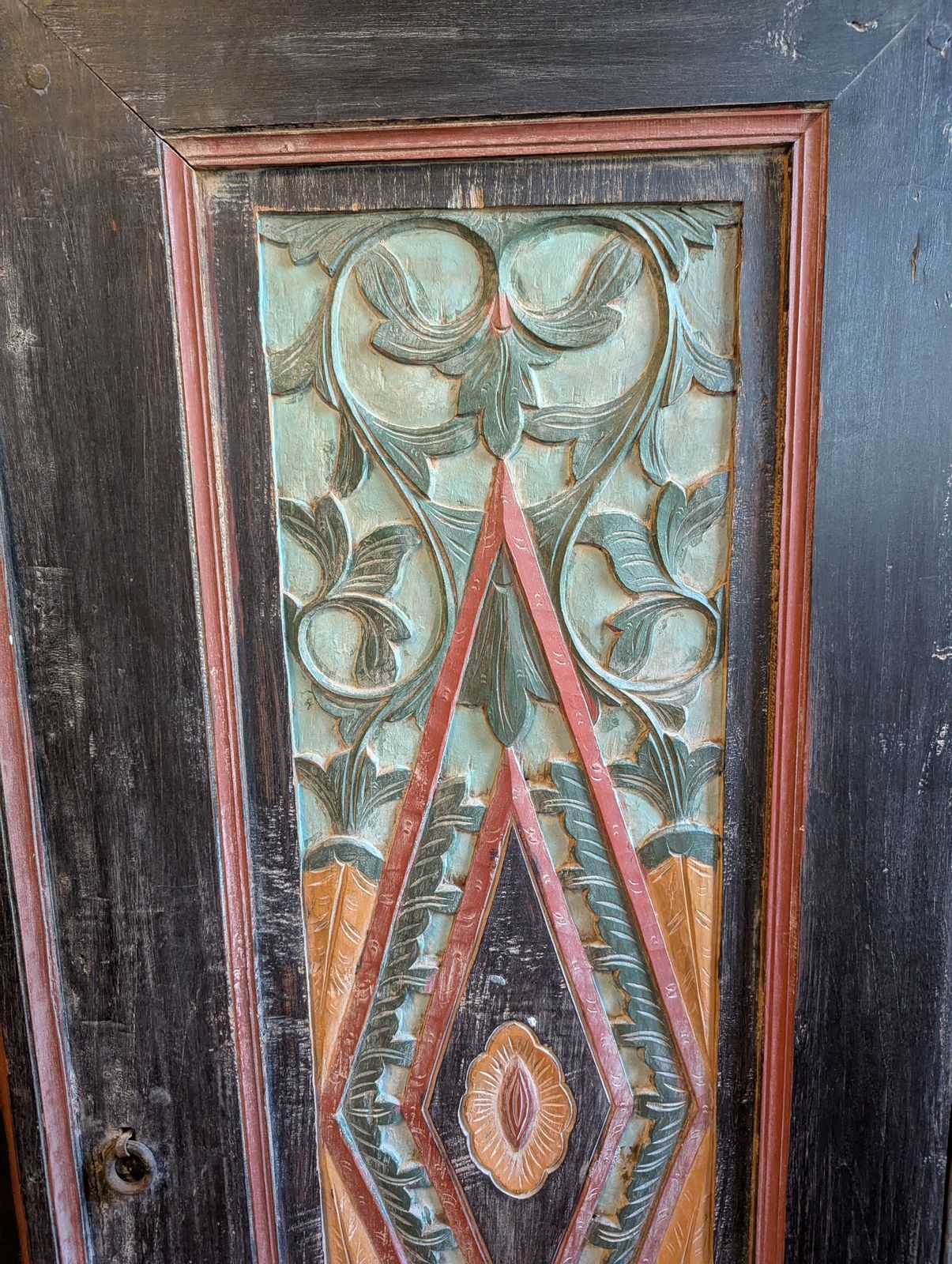photo furniture Indonesian Lemuri Cabinet With Carved Geometric Garden Motifs