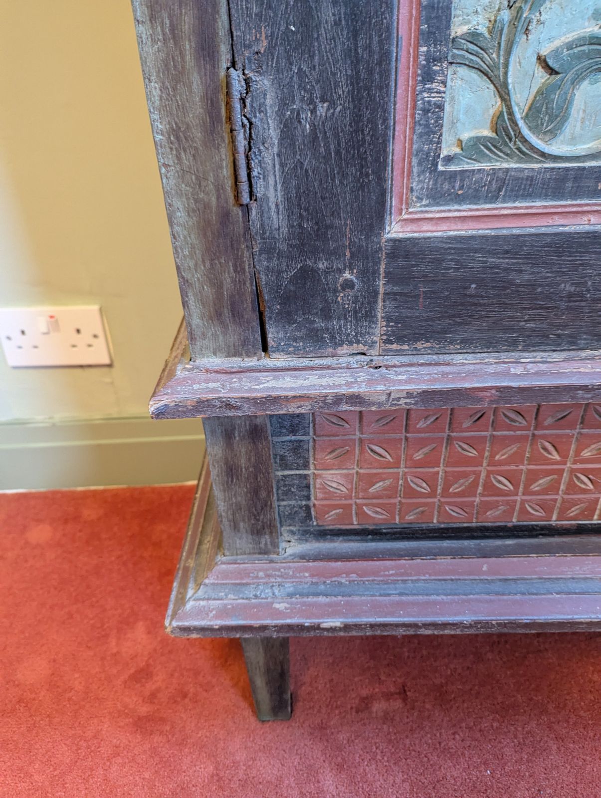 photo for sale Indonesian Lemuri Cabinet With Carved Geometric Garden Motifs
