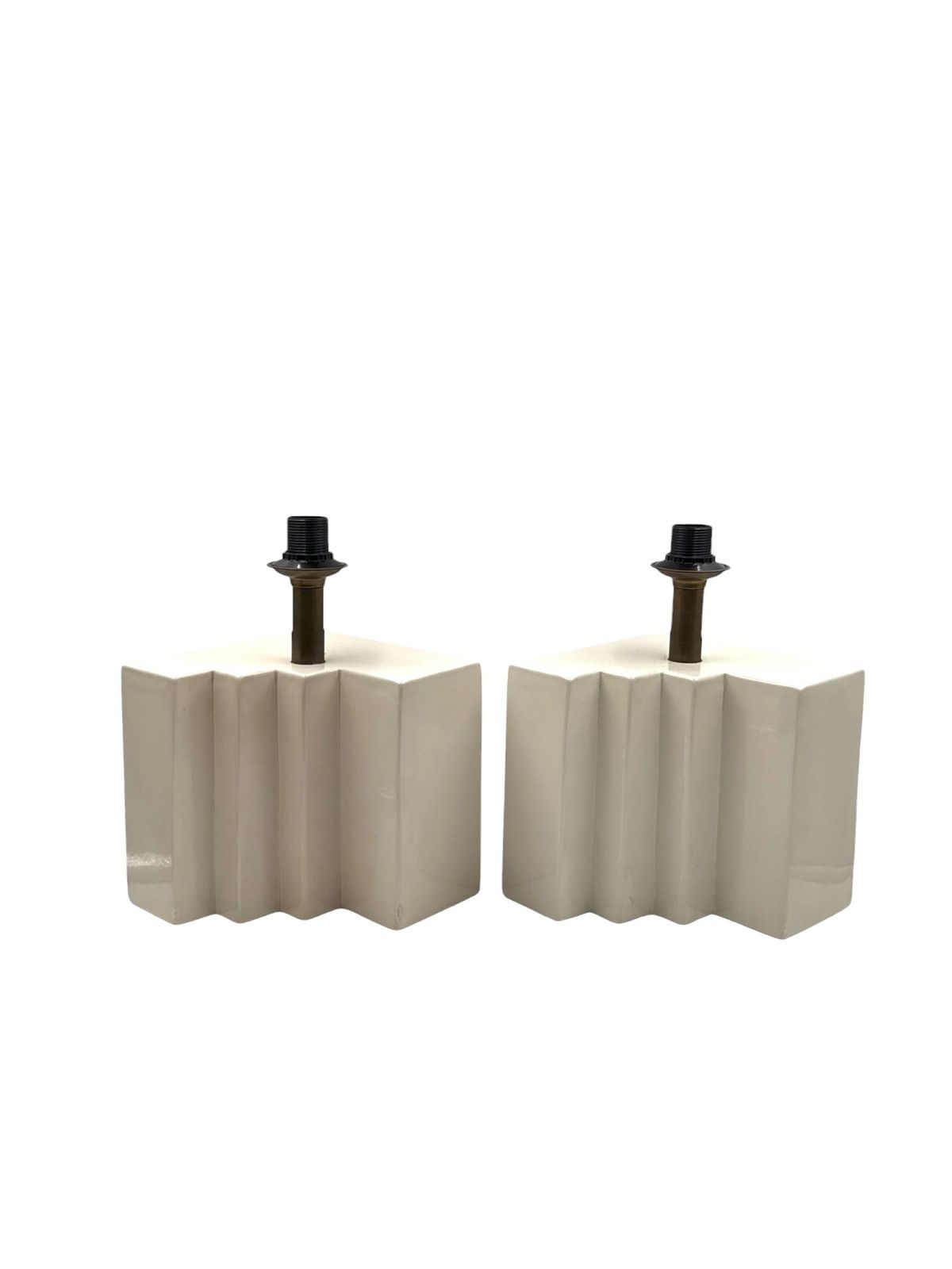 Hollywood Regency Set Of 2 Ceramic Table Lamps, France 1970s photo for sale