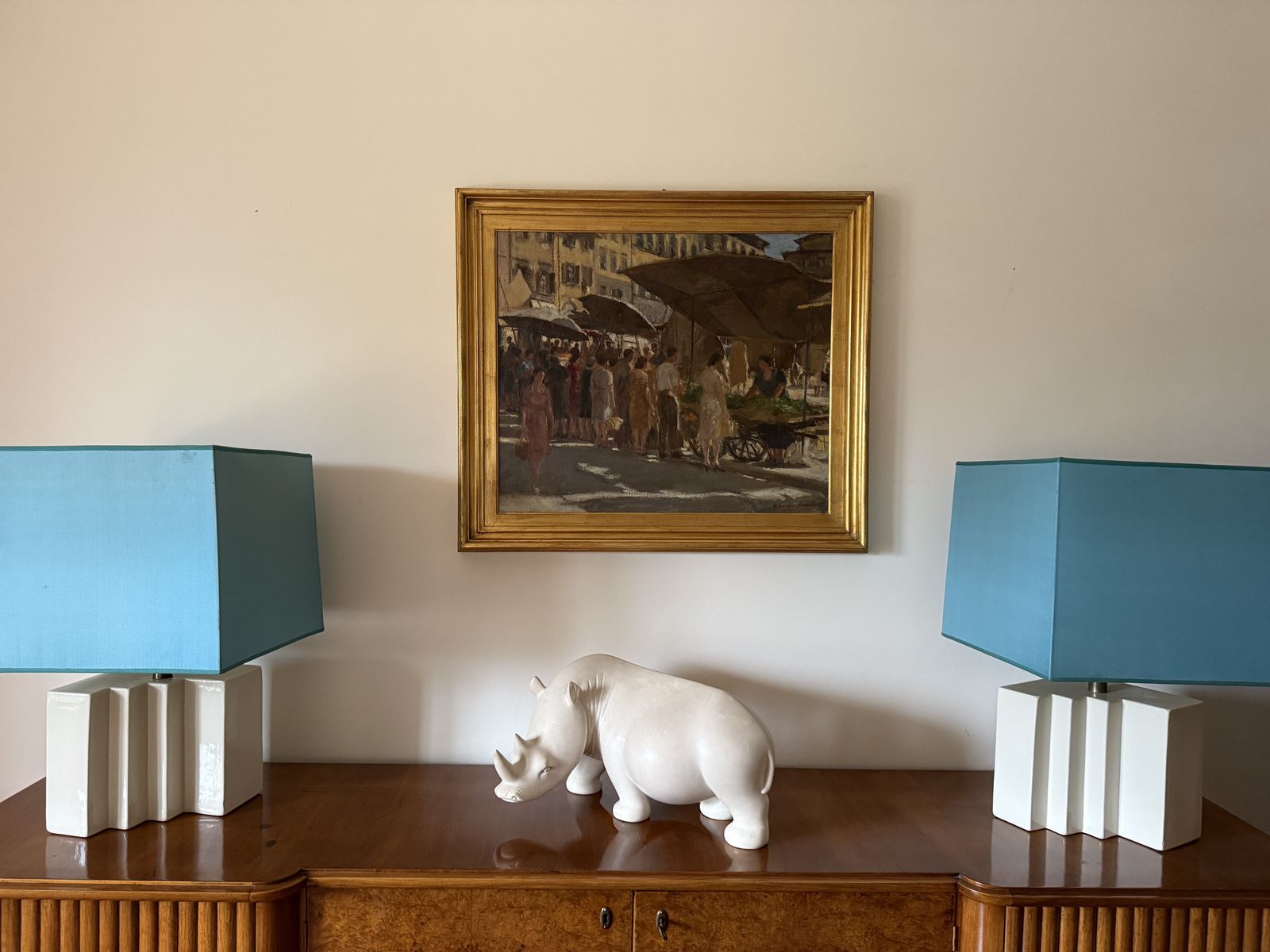 photo furniture Hollywood Regency Set Of 2 Ceramic Table Lamps, France 1970s
