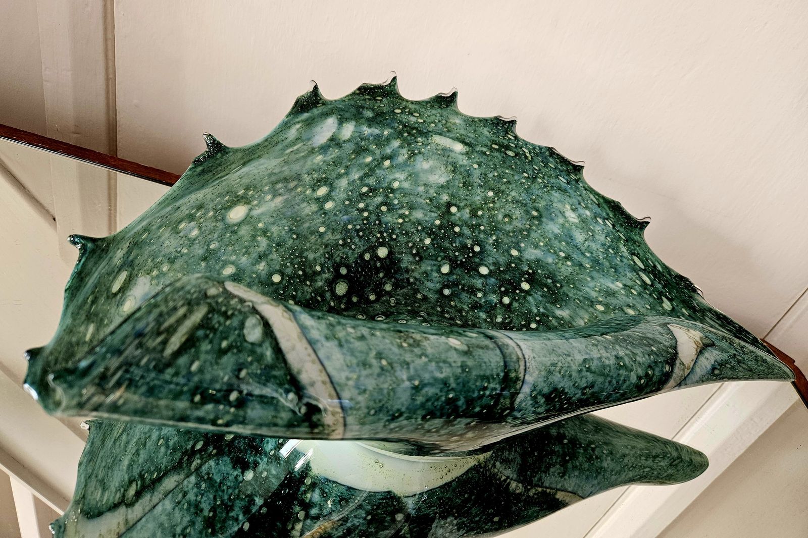 Large And Spectacular, Sea Green, Rolled Glass Shell Ornament, Possibly Murano photo buy