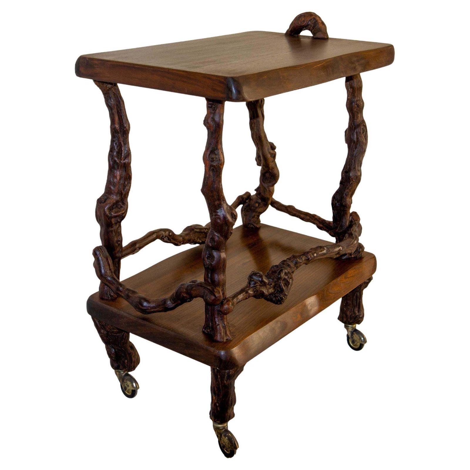 Midcentury Serving Trolley Table Vine Wood And Elm Bar Cart Circa 1960
