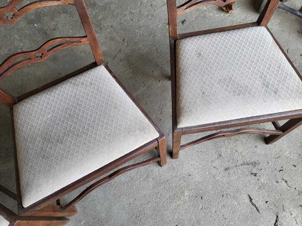 Four Antique Georgian Ribbon Back Dining Chairs Square Legs photo furniture
