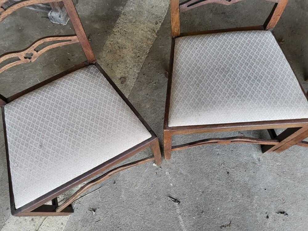 Four Antique Georgian Ribbon Back Dining Chairs Square Legs photo for sale