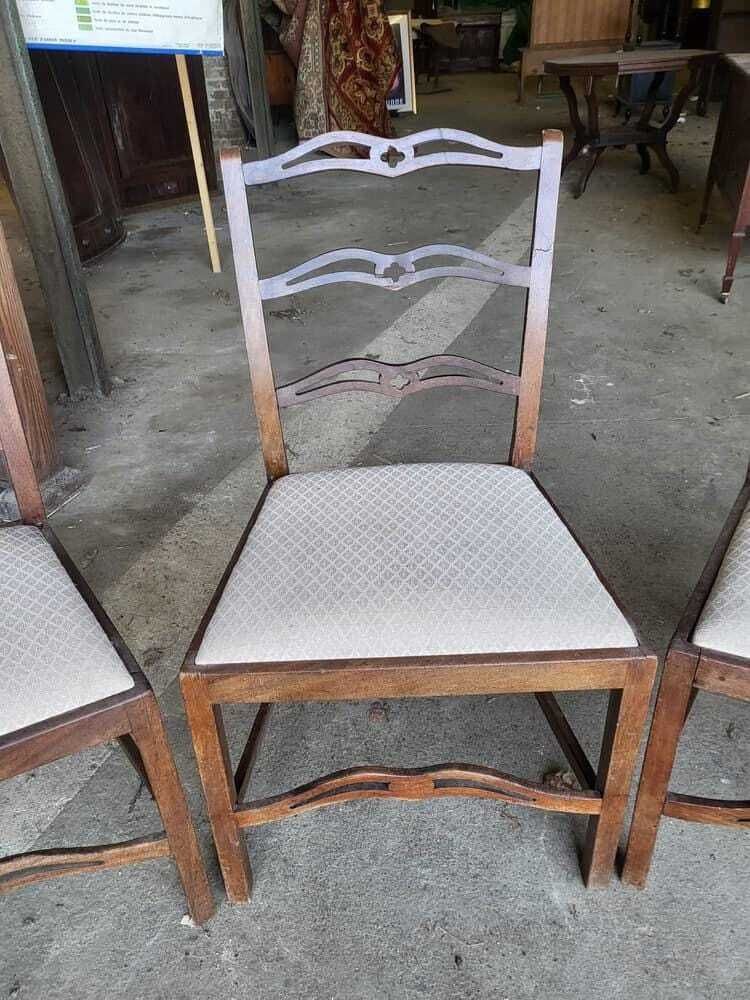 Four Antique Georgian Ribbon Back Dining Chairs Square Legs photo 195.0