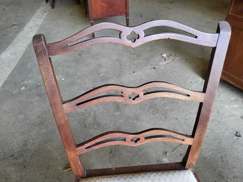 Four Antique Georgian Ribbon Back Dining Chairs Square Legs photo buy