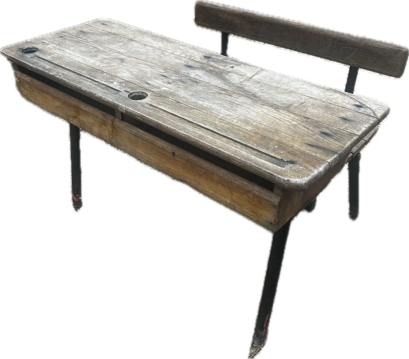 Vintage Double School Chair Desk 1950s