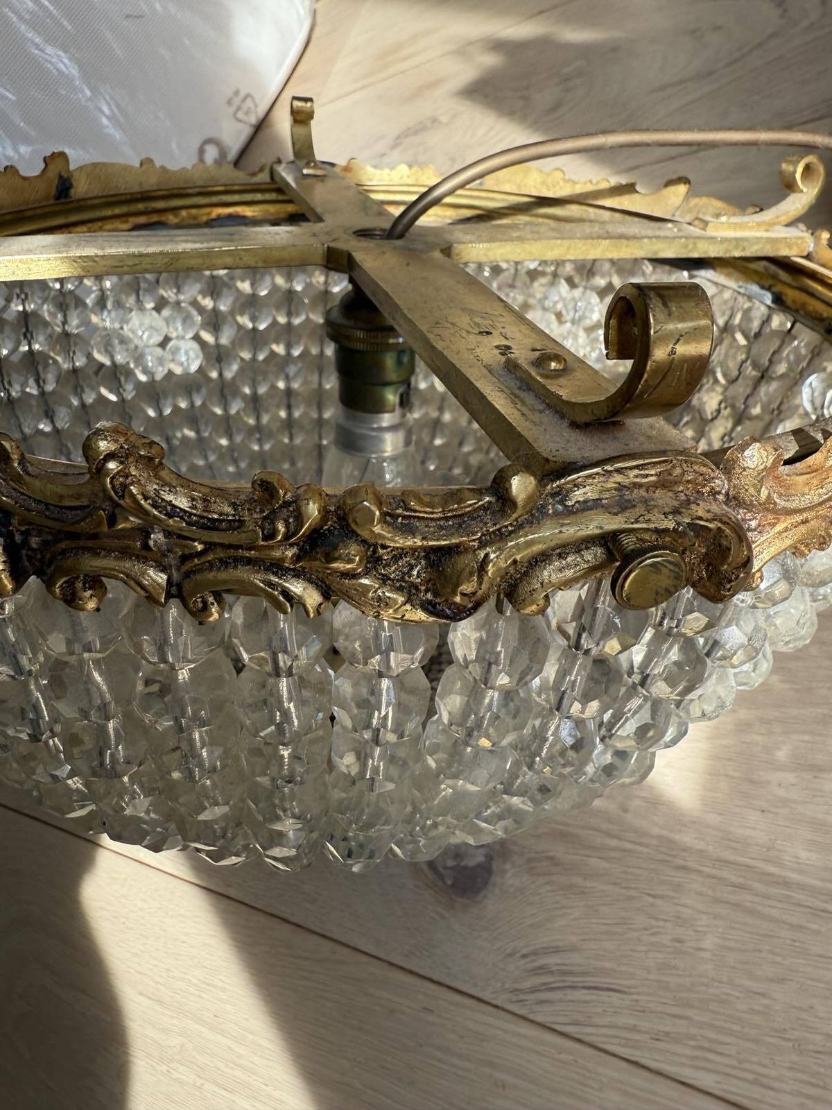 19th Century French Gilded Bronze And Crystal Ornate Chandelier photo buy