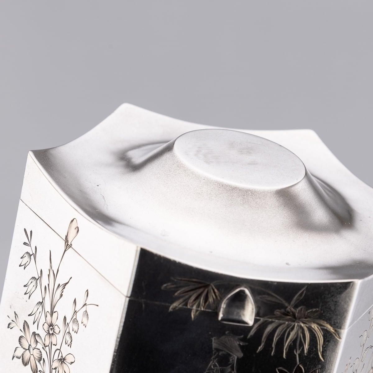 Home Decor Antique 20th Century Russian Solid Silver Chinoiserie Tea Caddy, Moscow C.1900 photo
