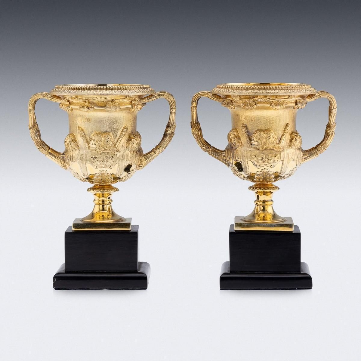20th Century British Pair Of Solid Silver Gilt Warwick Vases, Asprey C.1914 photo 3565.0