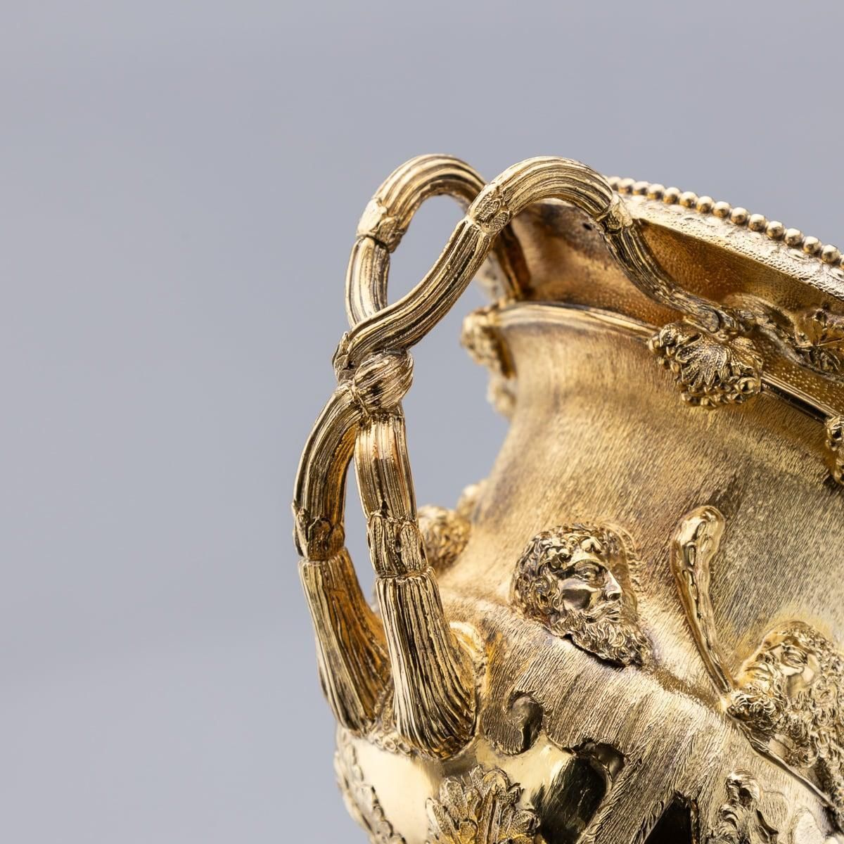 20th Century British Pair Of Solid Silver Gilt Warwick Vases, Asprey C.1914 photo vintage
