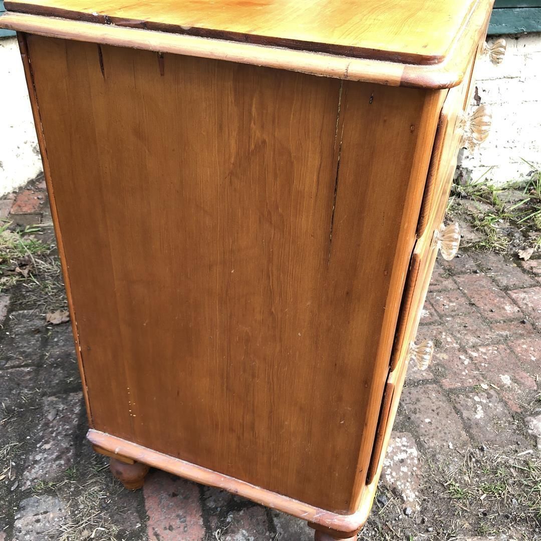 Antique Pine Small Two Over Two Chest Of Drawers Glass Handles 1900s photo furniture
