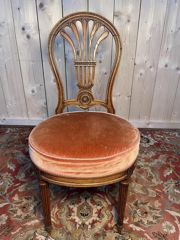 Suite De 6 Chaises « Montgolfière » En Chêne Louis XVI photo vinterior