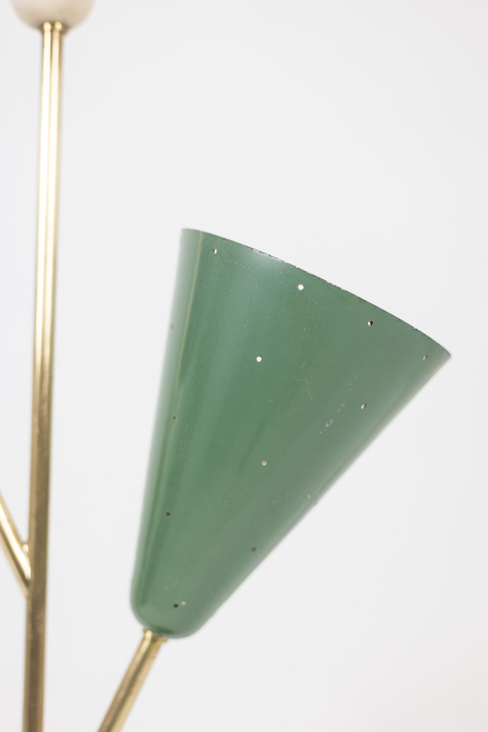 Stilnovo. 3 Light Lamp In Sheet Metal And Brass. 1960s. photo Lighting