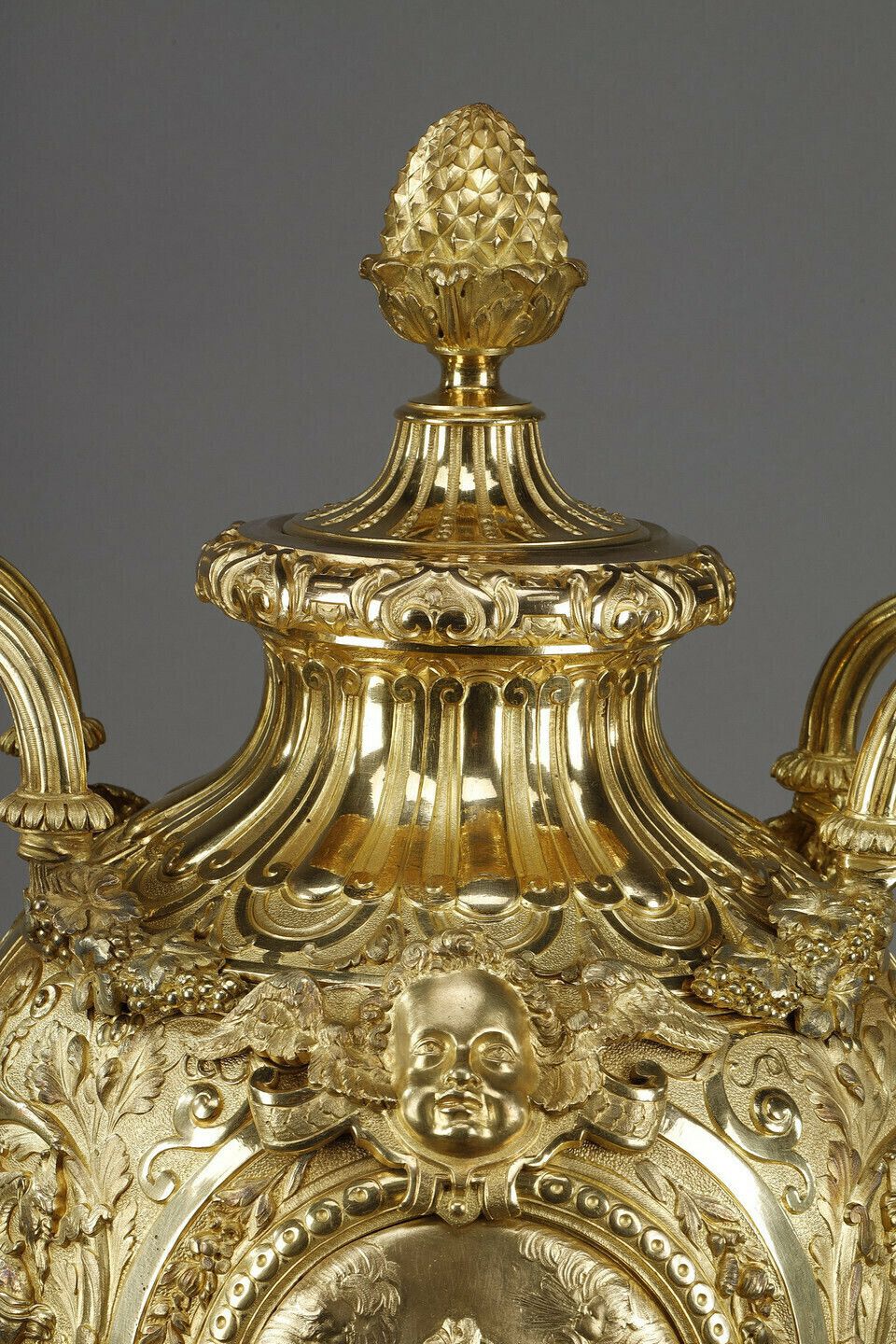 Home Decor Exceptional Gilt Bronze Ovoid Shaped Covered Vase photo
