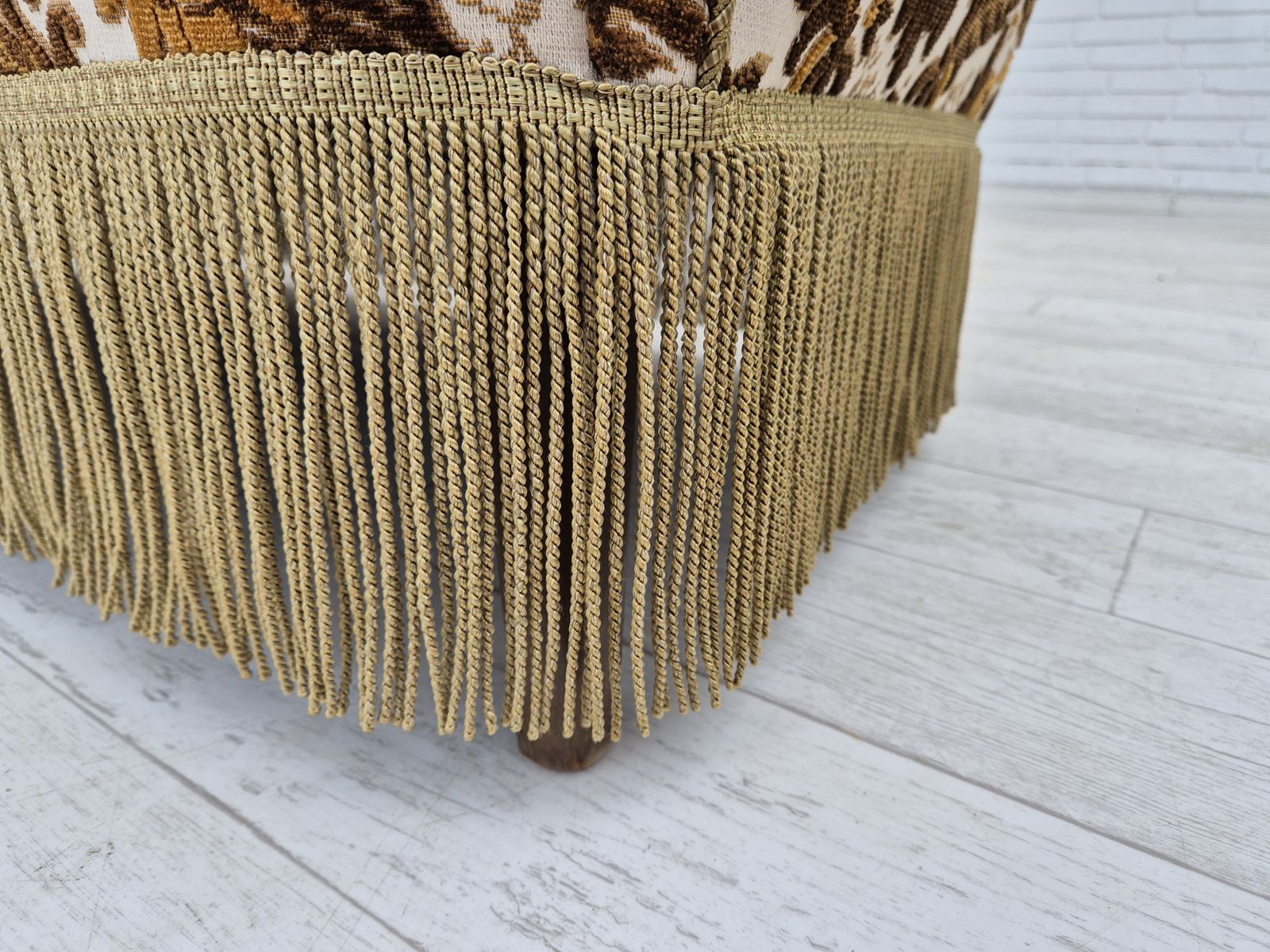1960s, Danish 2 Seater Sofa, Brown/Beige Furniture Fabric, Ash Wood Legs. photo buy