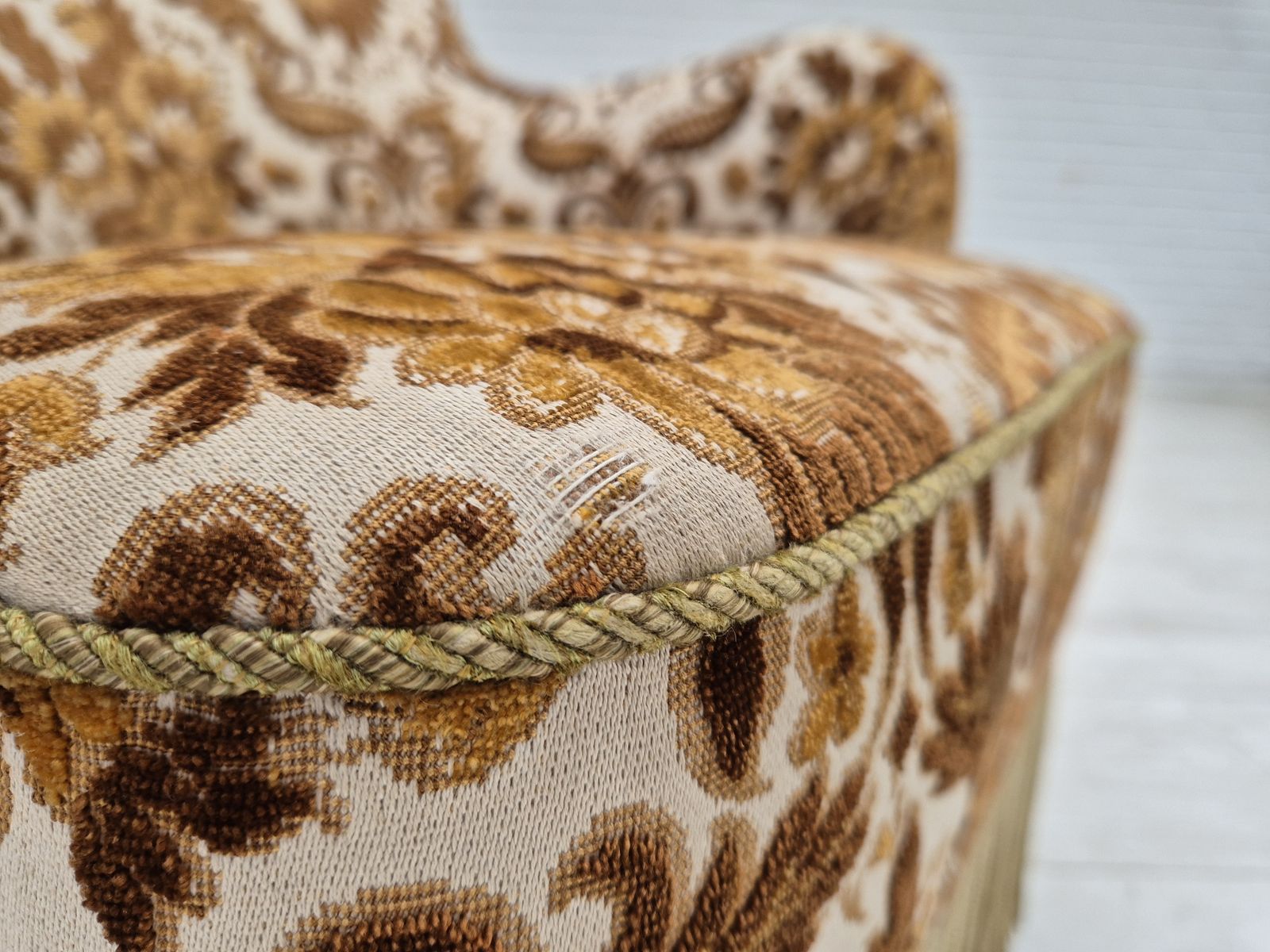 1960s, Danish Highback Armchair, Furniture Velour Fabric, Ash Wood. photo buy