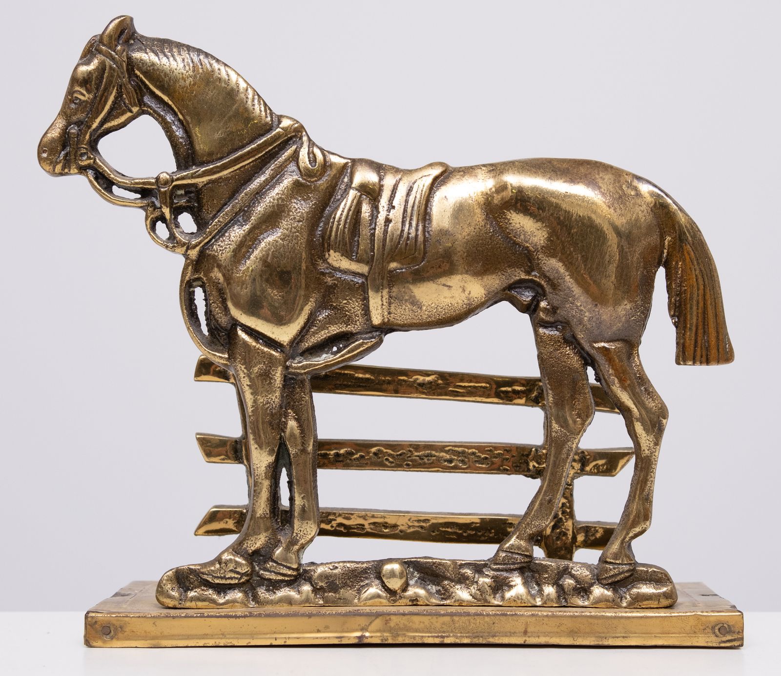 Very Nice Brass Letter Holder .Horse For A Fence . 1950s