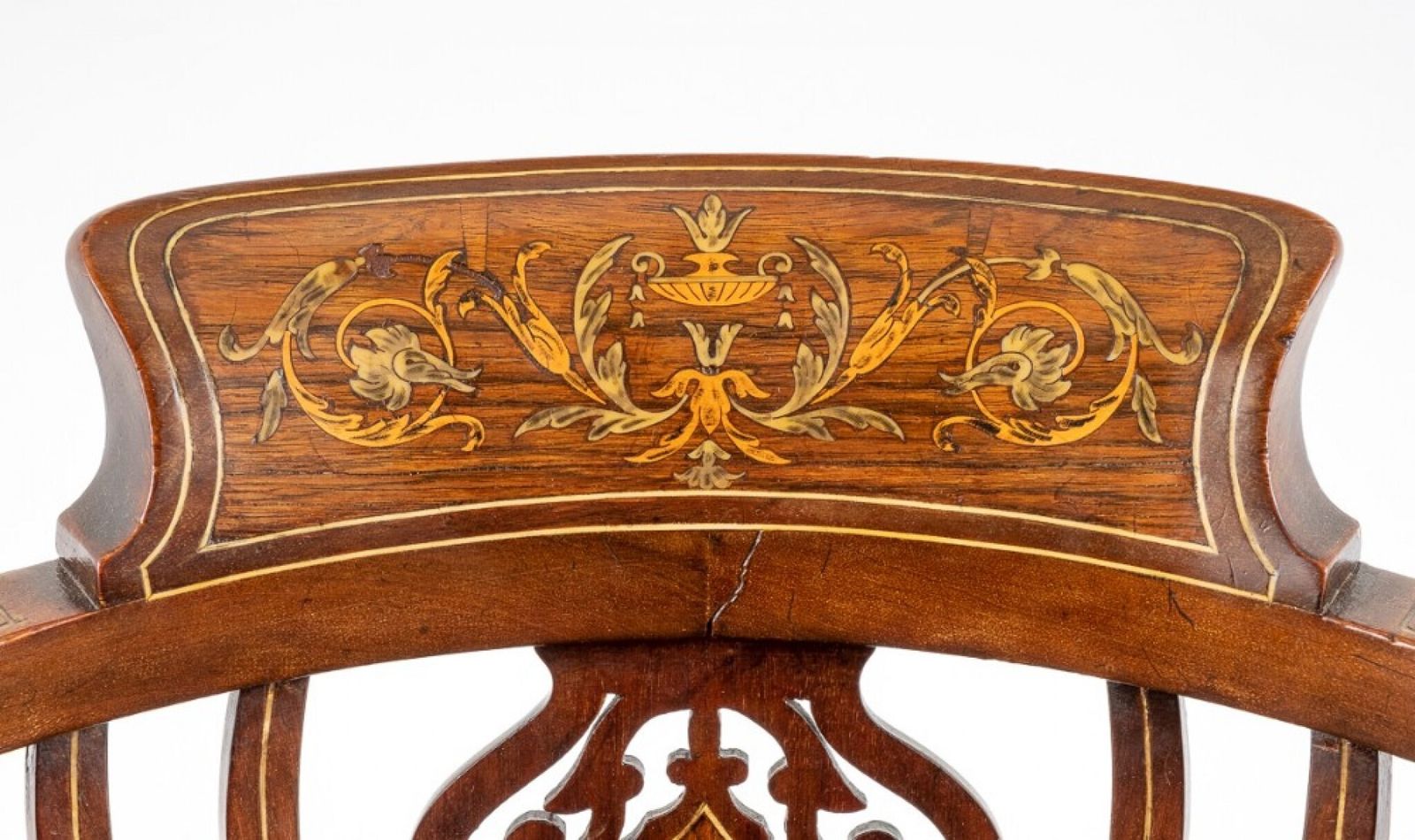 Victorian Tub Chair Marquetry Inlay 1880 photo vintage