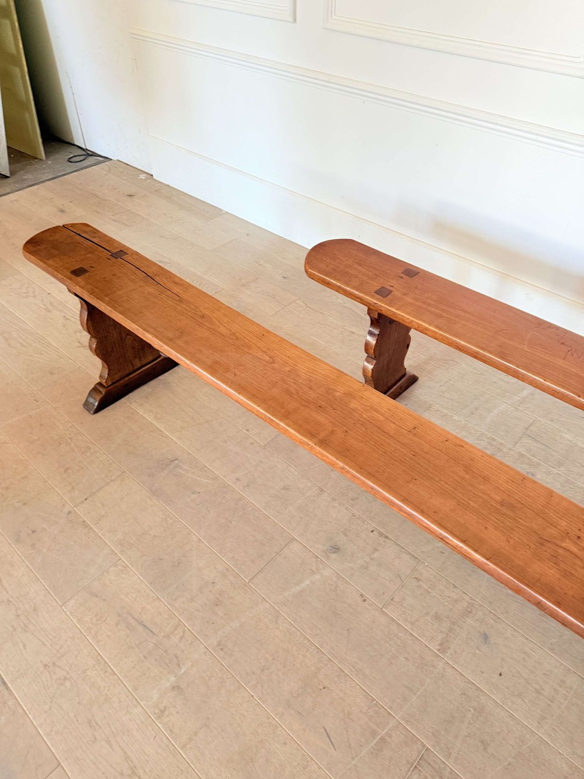 photo for sale Large Pair Of 19th Century Cherrywood Benches