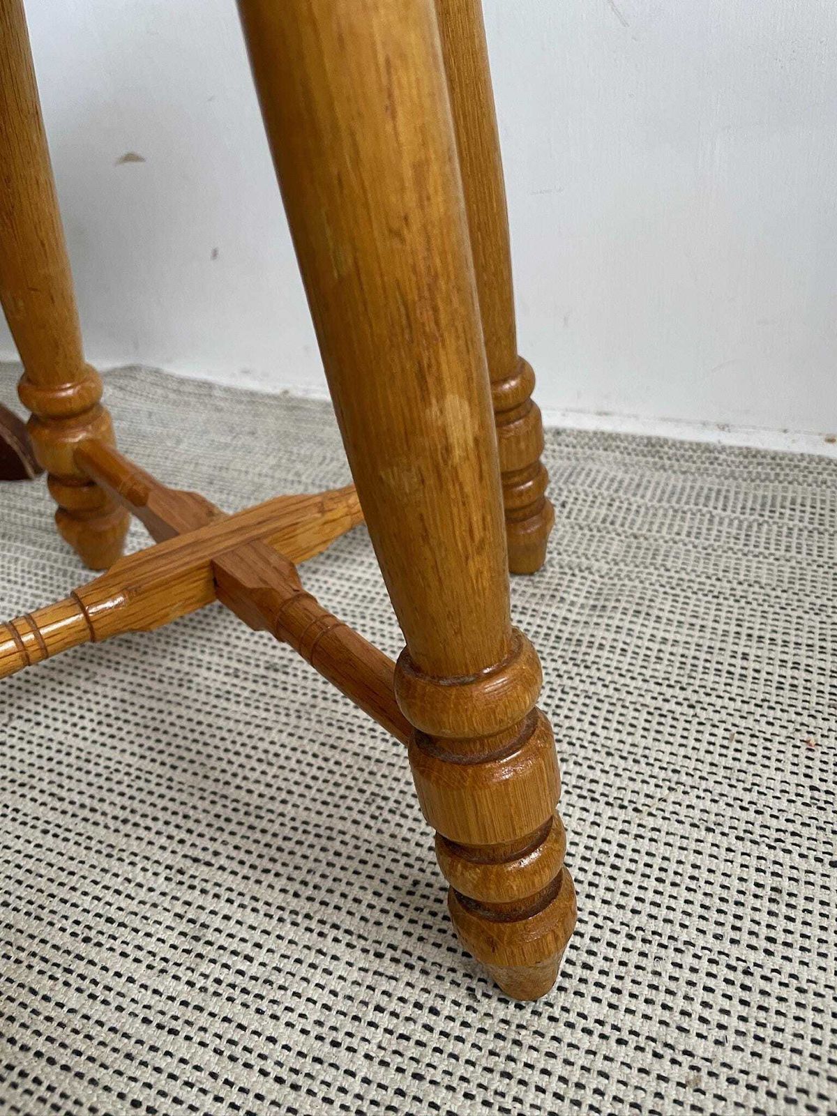 Small Arts And Crafts Traditional Style Stool With Wooden Inlay Of Kettlewell By J Hammond photo 90.0