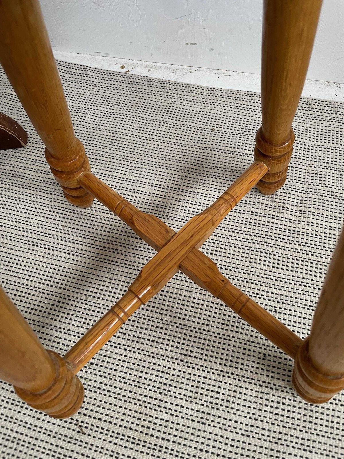 Small Arts And Crafts Traditional Style Stool With Wooden Inlay Of Kettlewell By J Hammond photo vinterior