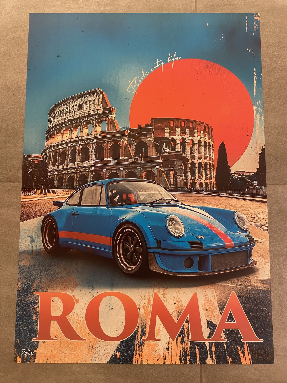 Pollux, 2020s   Roma   Original Poster Printed In Offset With Detached Screen Cm 98x 68 In 38,6 X 26,8 Hand Signed Lower Right photo furniture
