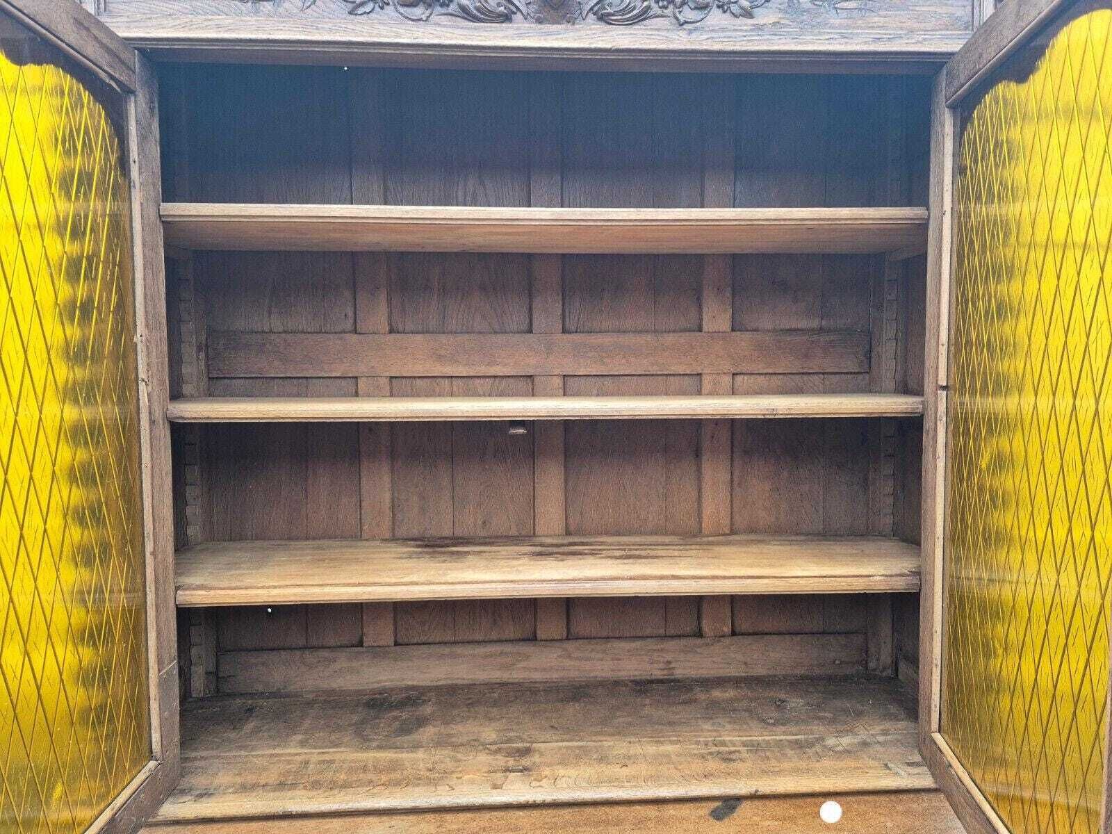 Antique Solid Oak Wood Carved French Bookcase / Dresser Late 1800s photo buy