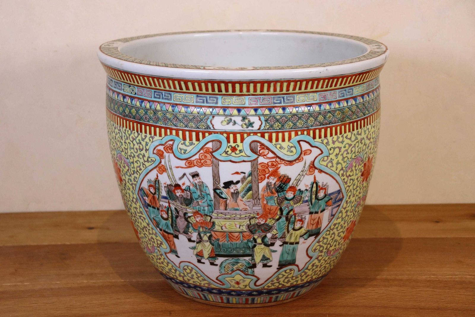 Chinese Porcelain Fishbowl , Aquarium , Or Plantstand In Typical Famille Jaune Decoration (St.216) photo furniture