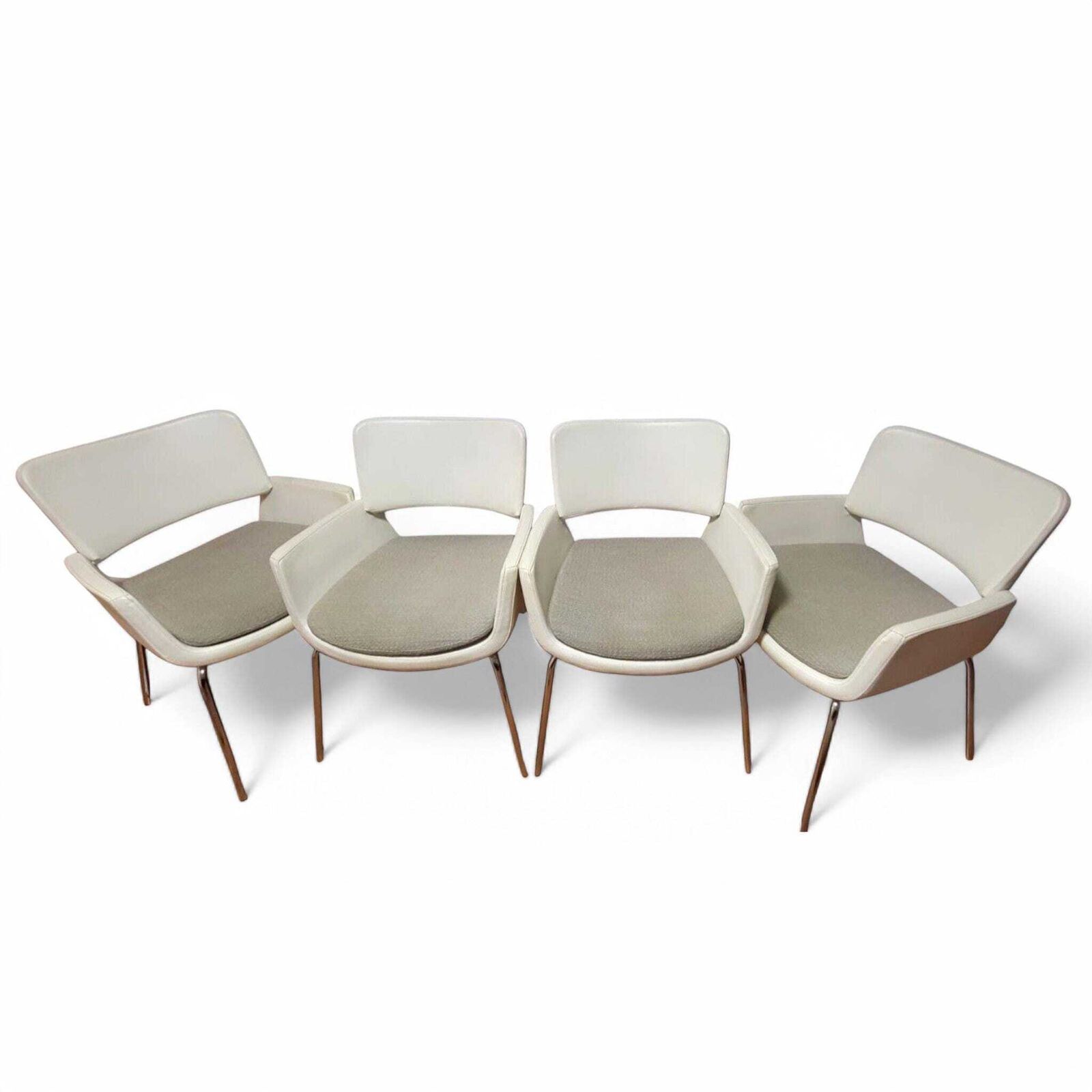 Set Of 4 Vintage Korus White Leather Industrial Style Dining Chairs   Retro Chic Mid Century Design photo Furniture