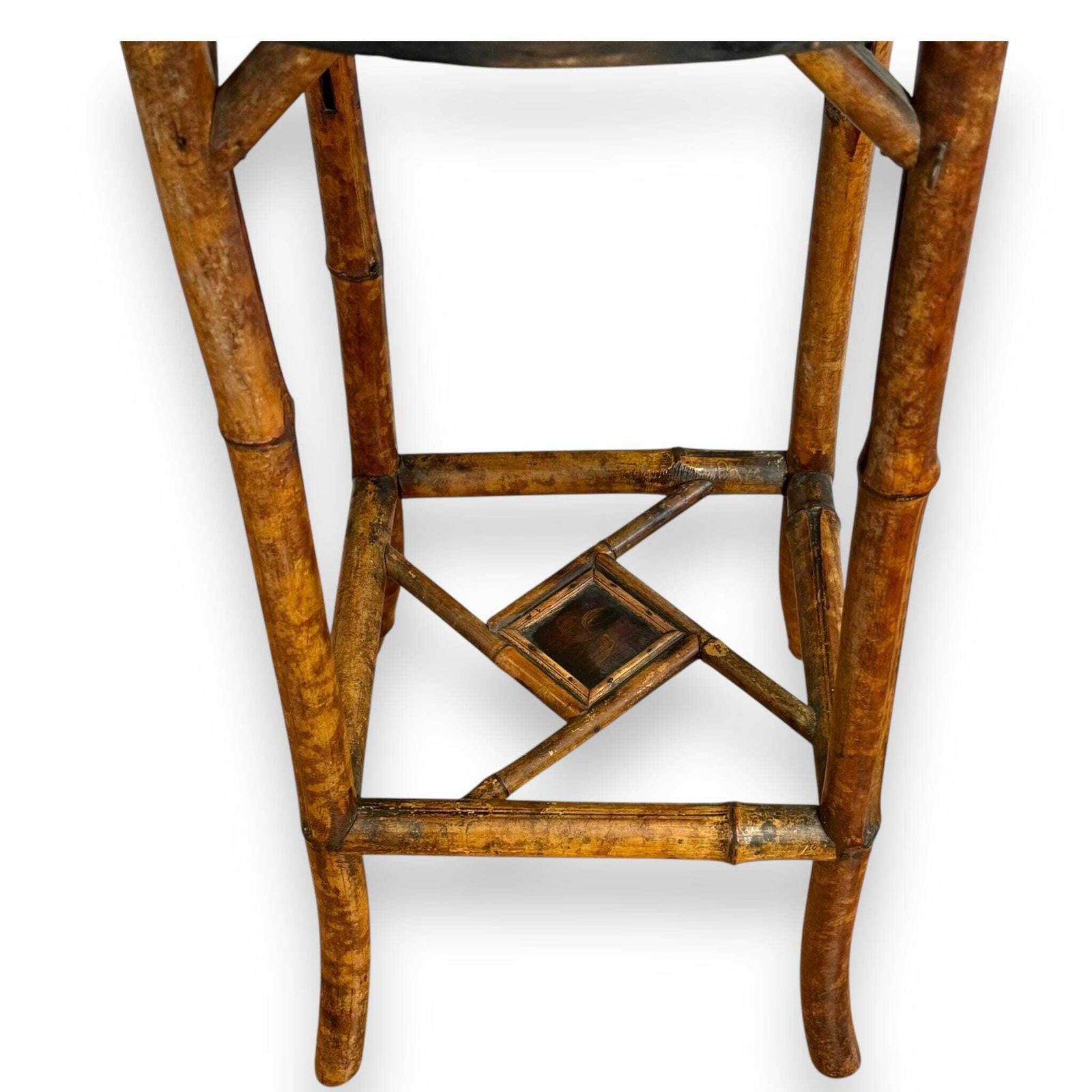 Antique Late 19th Century Bamboo Side Table – Aesthetic Movement With Hand Painted Poppy Top photo Furniture