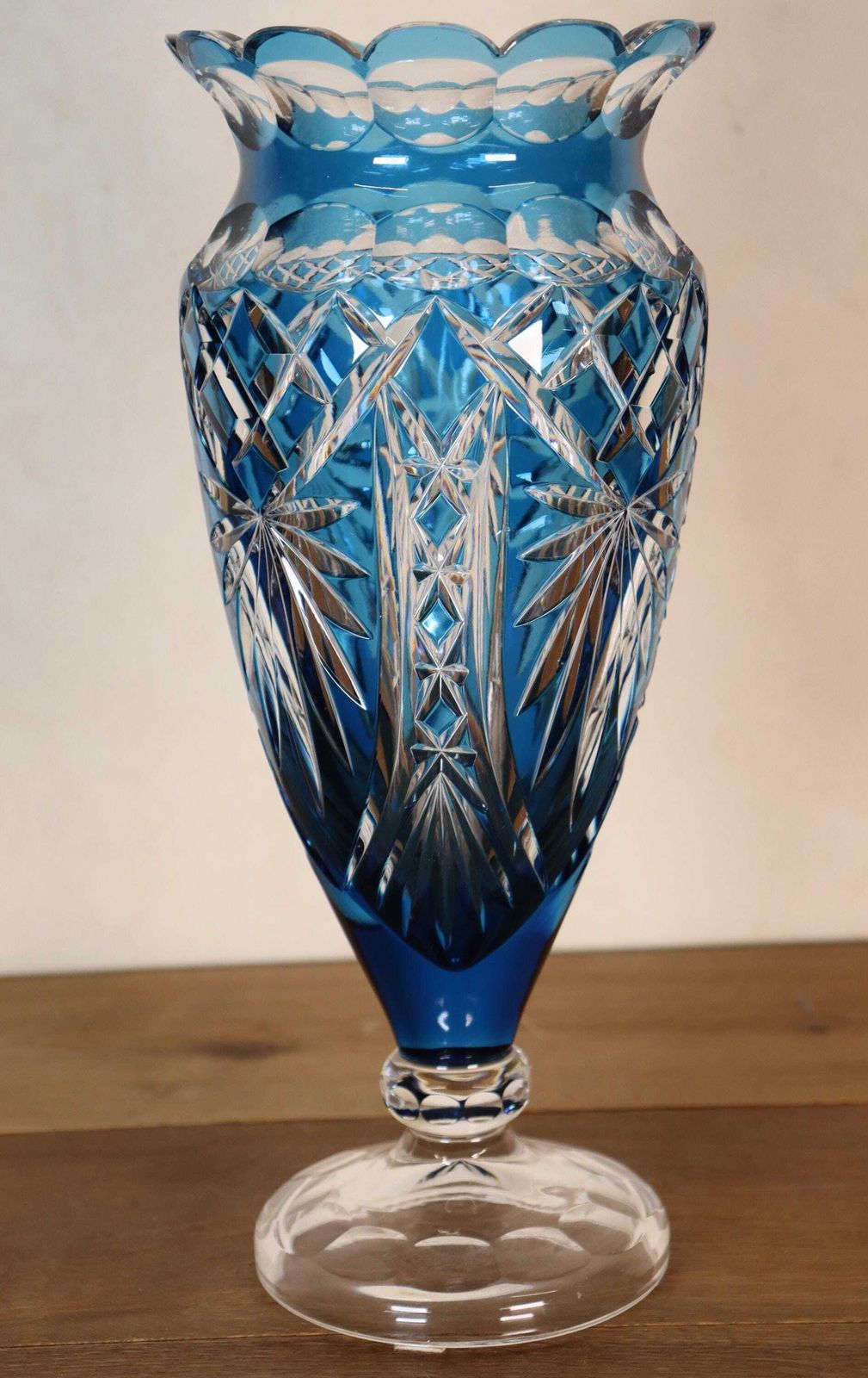 Stunning Vase In Petrol Blue Crystal Attributed To The Val Saint Lambert Factory (St.262) photo Home Decor