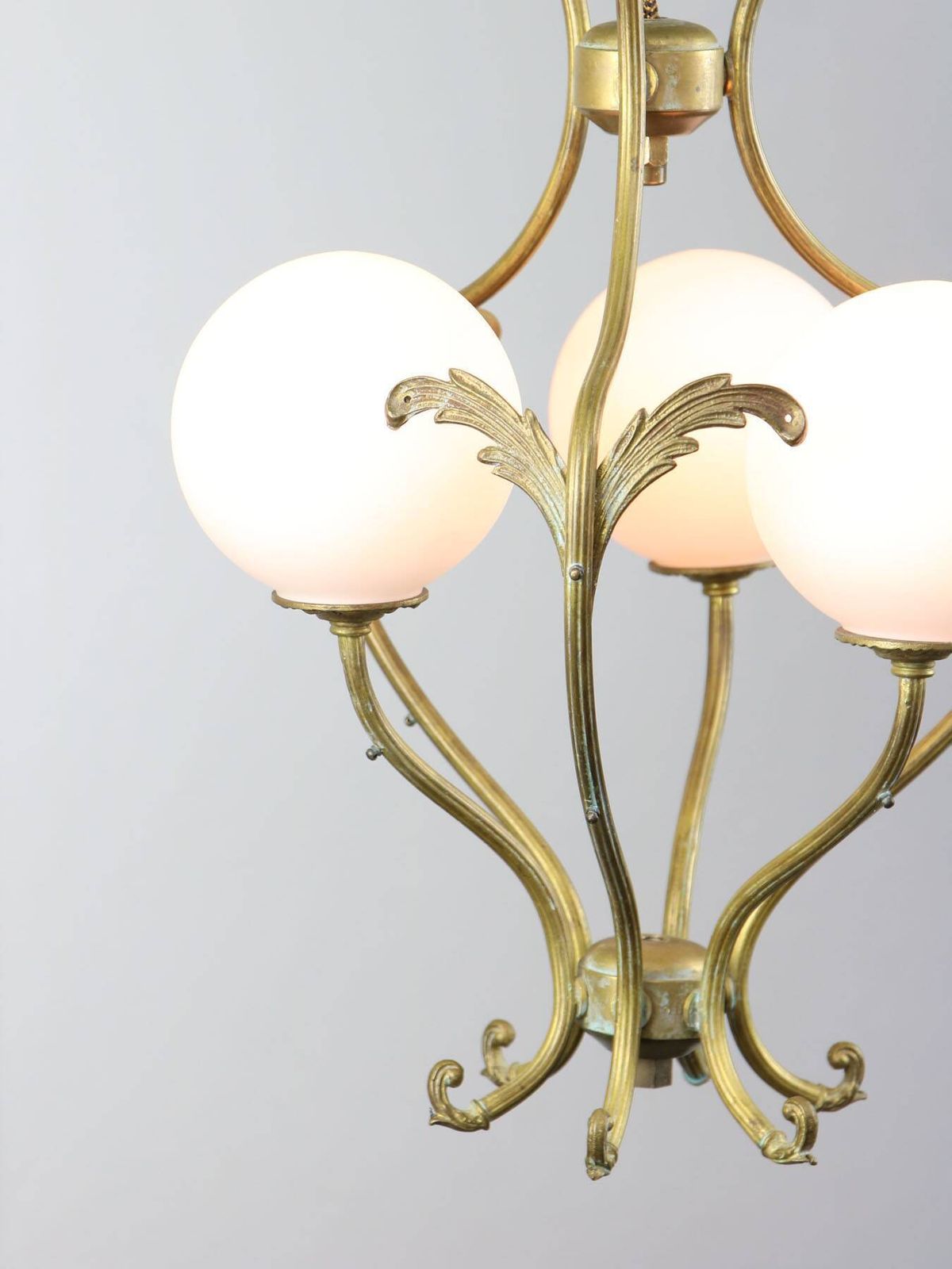 Antique Italian Brass And Opaline Chandelier photo buy