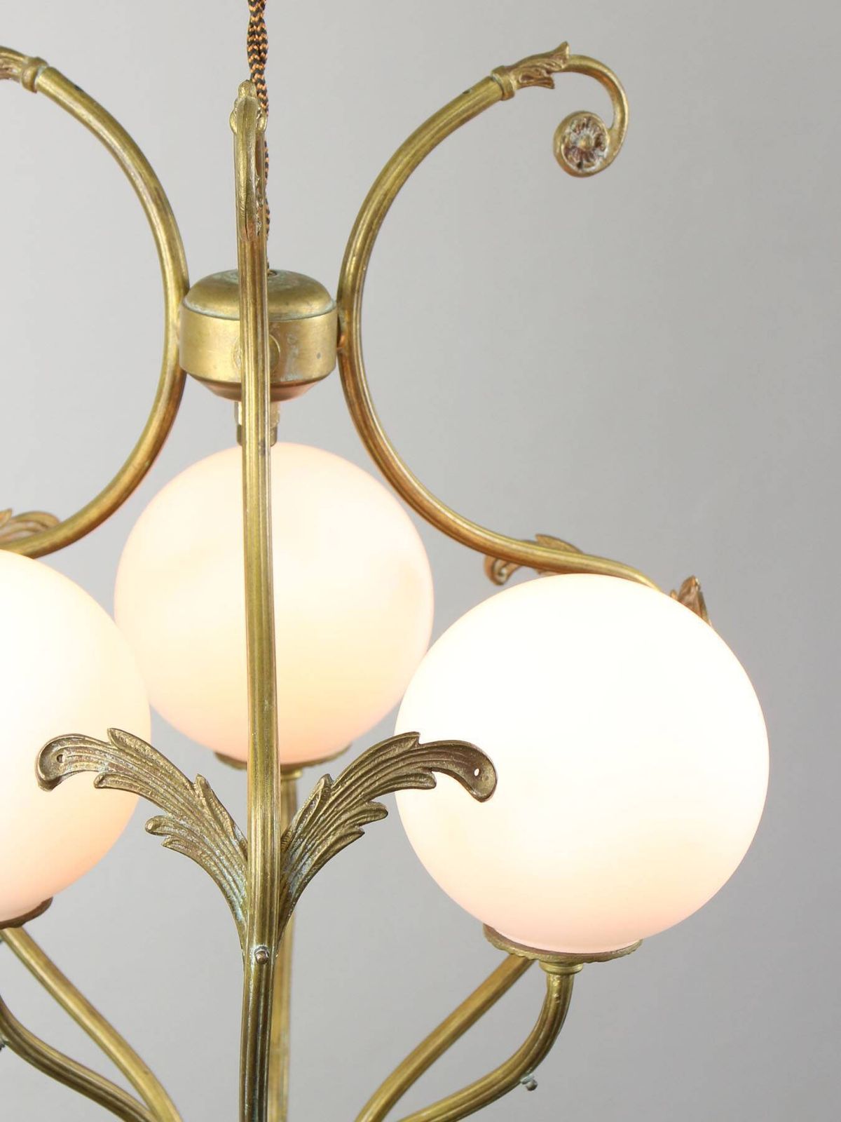 photo furniture Antique Italian Brass And Opaline Chandelier
