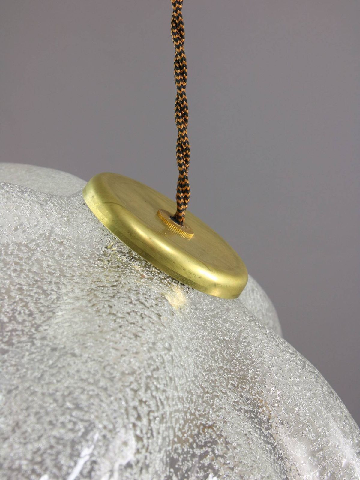 515.0 Mid Century Italian Murano Glass And Brass Pendant Lamp photo
