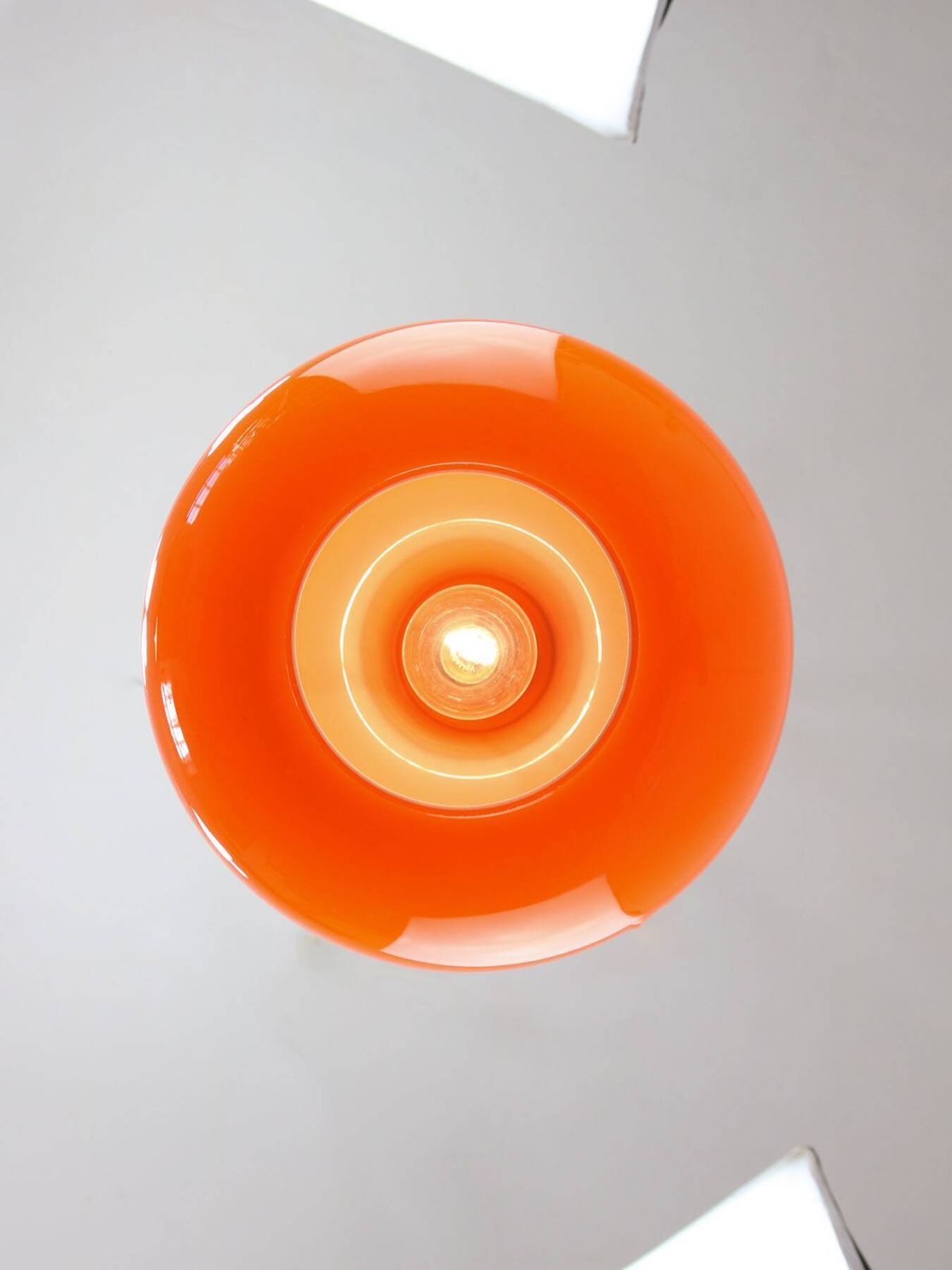 photo furniture Mid Century Italian Orange Glass And Brass Pendant Lamp