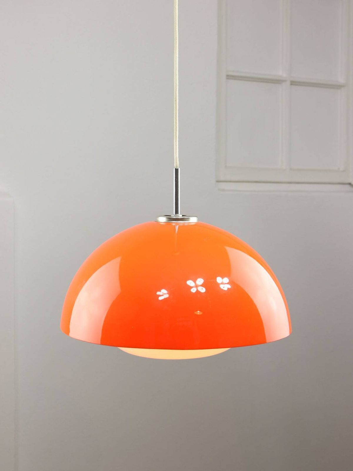 410.0 Space Age Italian Orange Acrylic Glass Pendant Lamp, 1970s photo