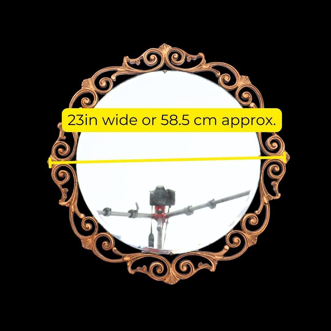 Large Mid Century Atsonea Round Giltwood Ornate Wall Mirror Bevelled Edge 1950's D 23'' Rococo Style photo buy