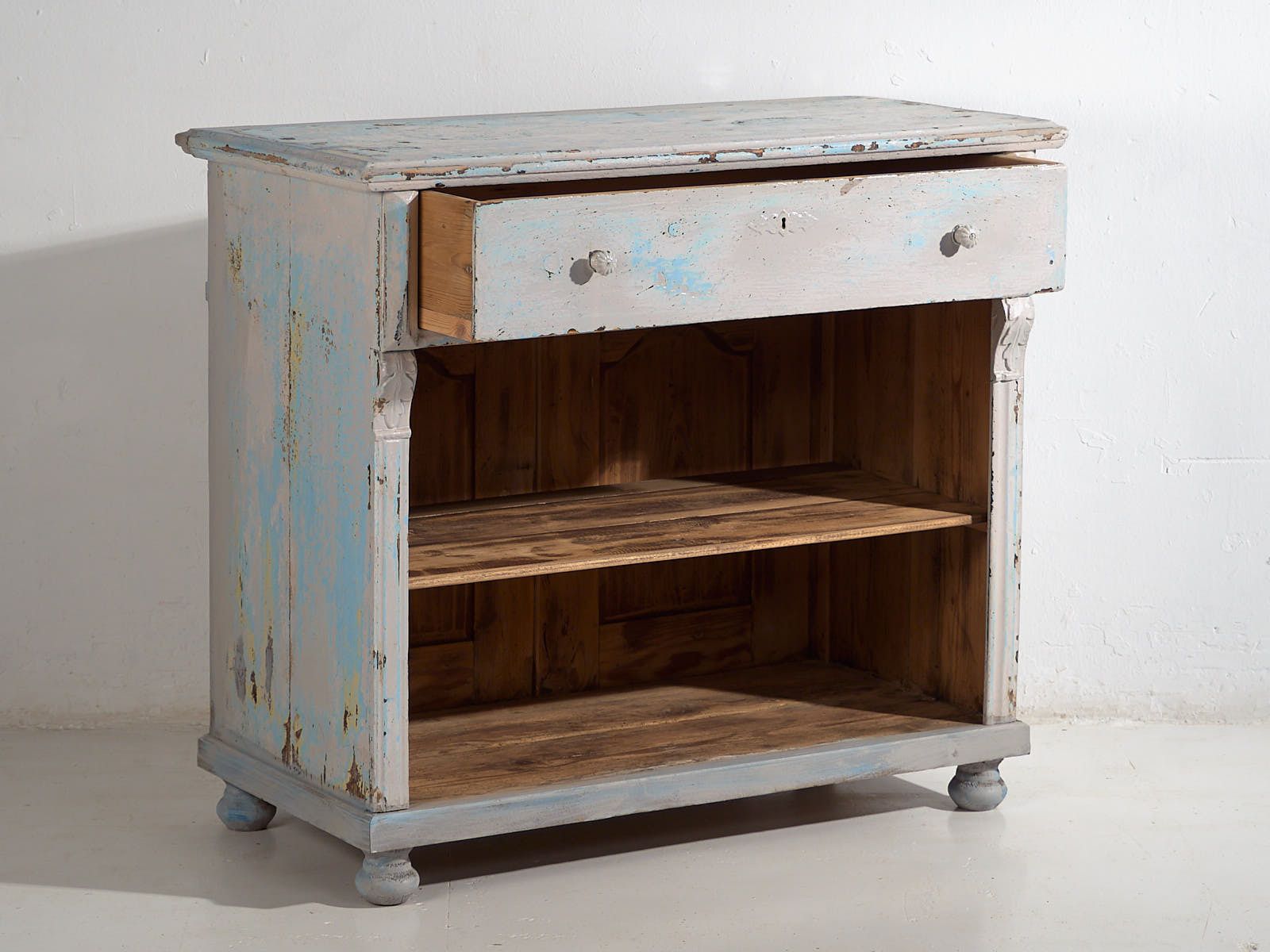 Antique Blue Patina Shop Counter (C.1940) #81 photo 1383.0