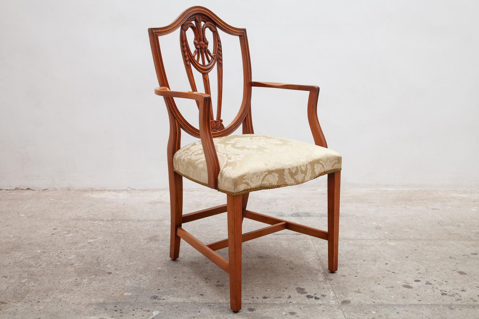 Shield Back Wheatsheaf Design Dining Arm Chairs In Style Of Hepplewhite photo for sale
