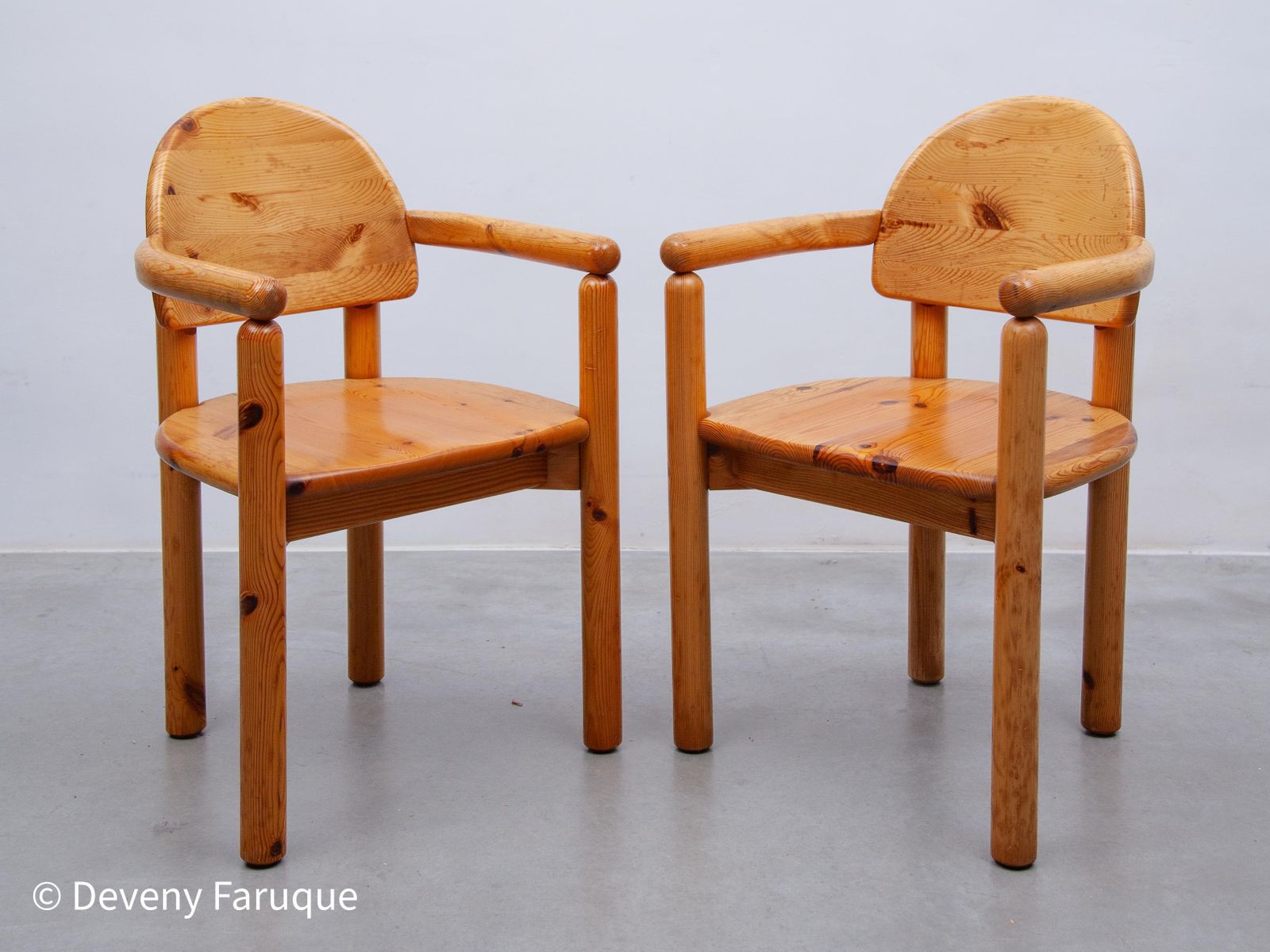 photo vinterior Set Of Two Solid Pine Side Arm Chairs By Rainer Daumiller For Hirtshals, 1970s