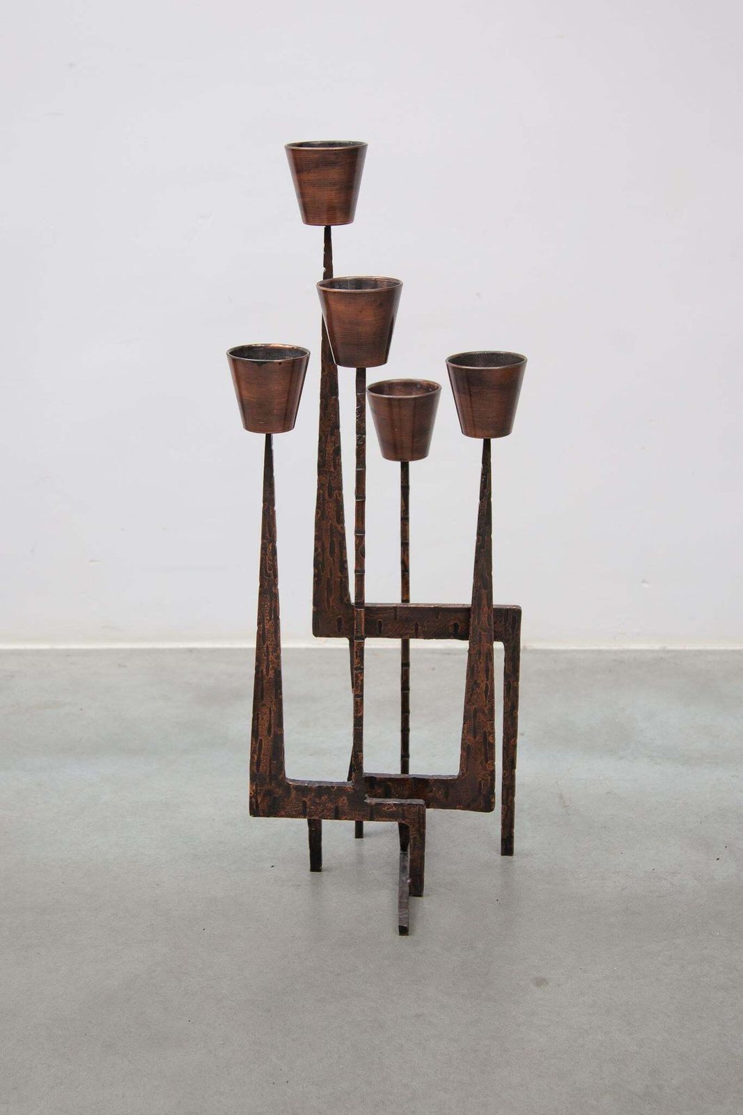 Brutalist Candelabra, Sculpture In Wrought Iron, 1970s, France photo vintage