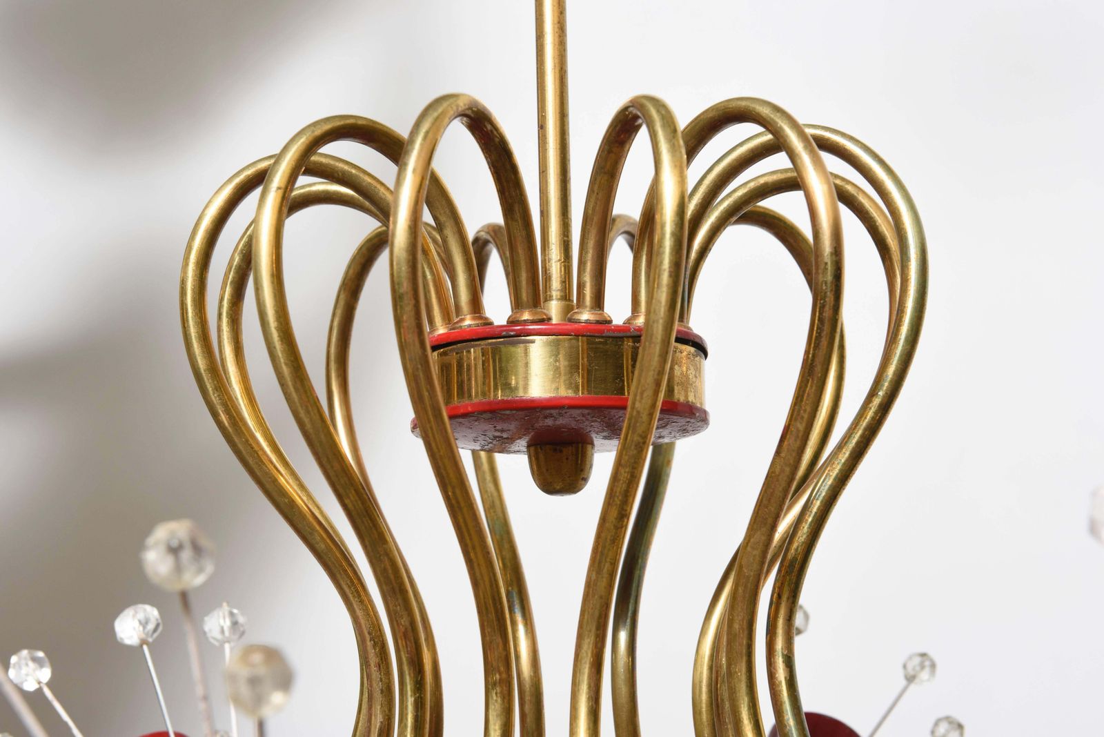 Emil Stejnar Twelve Arms Brass And Crystal, 1950s Pendant photo vinterior