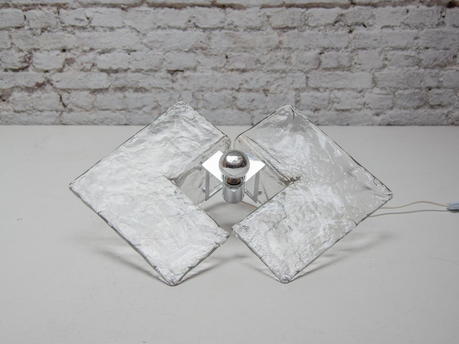 Rare Ice Glass Table Lamp By Alfredo Barbini  Murano Glass Venini, 1960s photo 2967.0