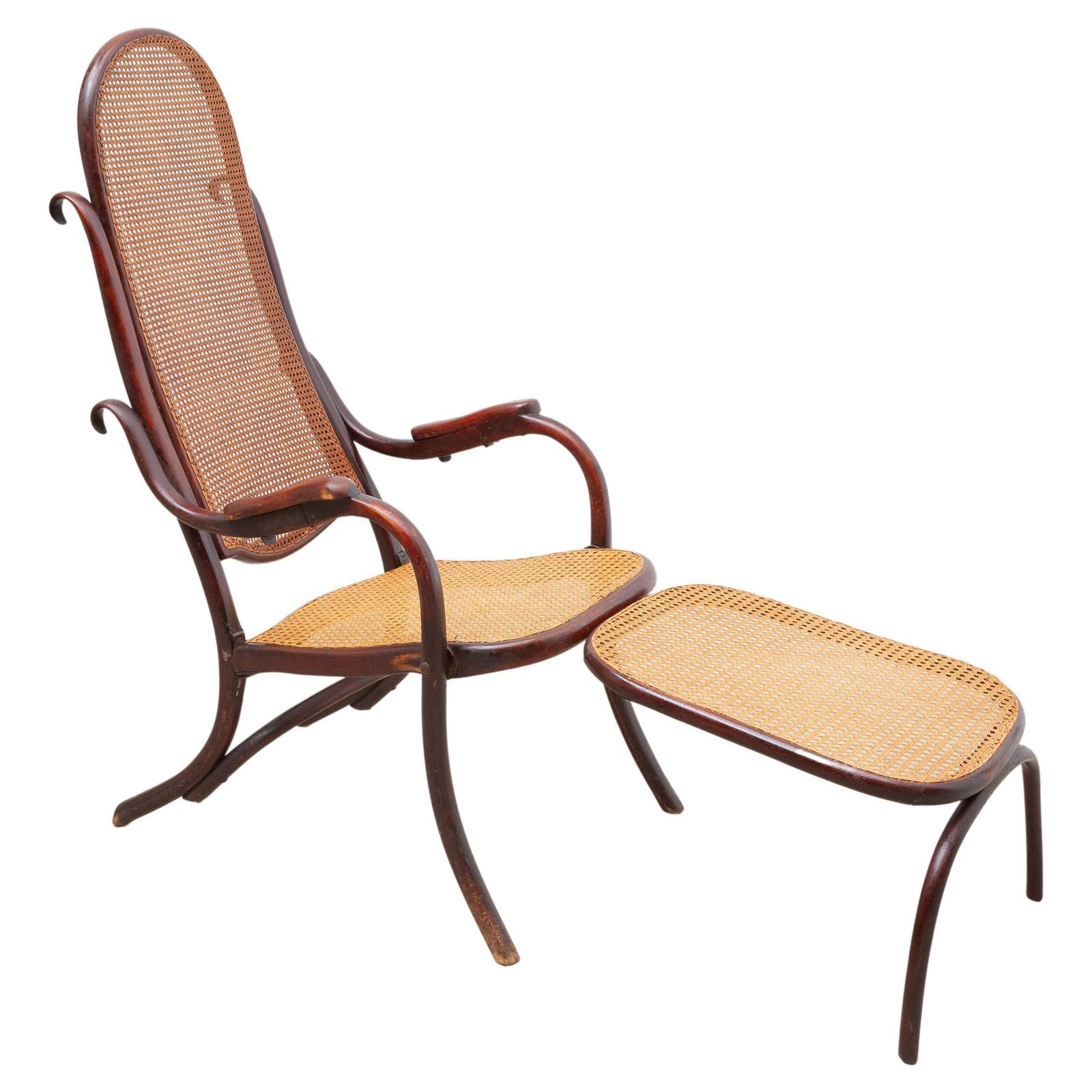 Folding Lounge Chair By Thonet With Adjustable Footstool 19th Century