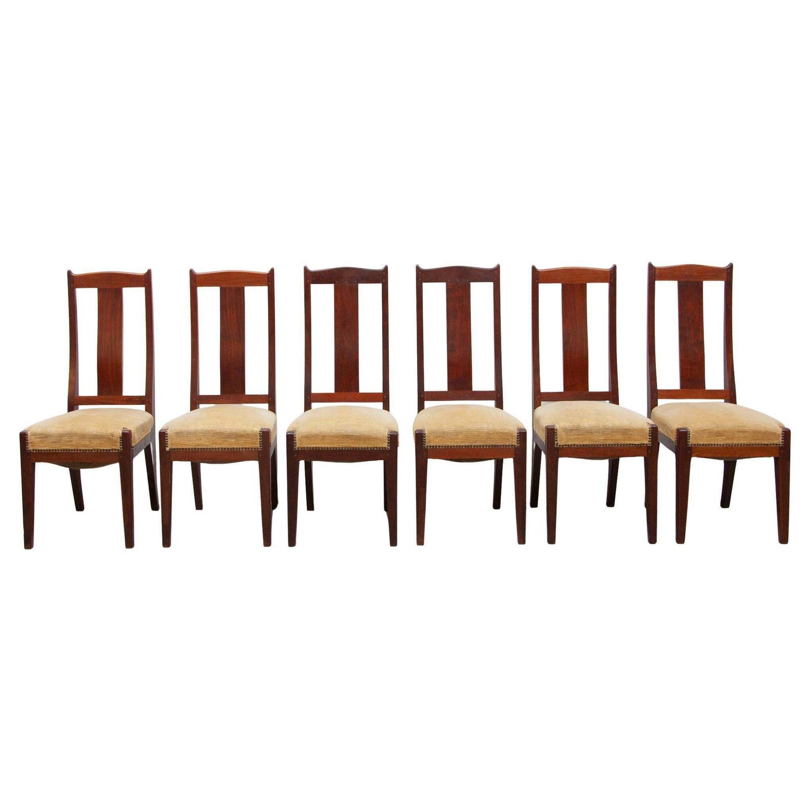 Arts And Crafts Amsterdamse School Set Of Six Chairs By Jac. Van Den Bosch, 1909