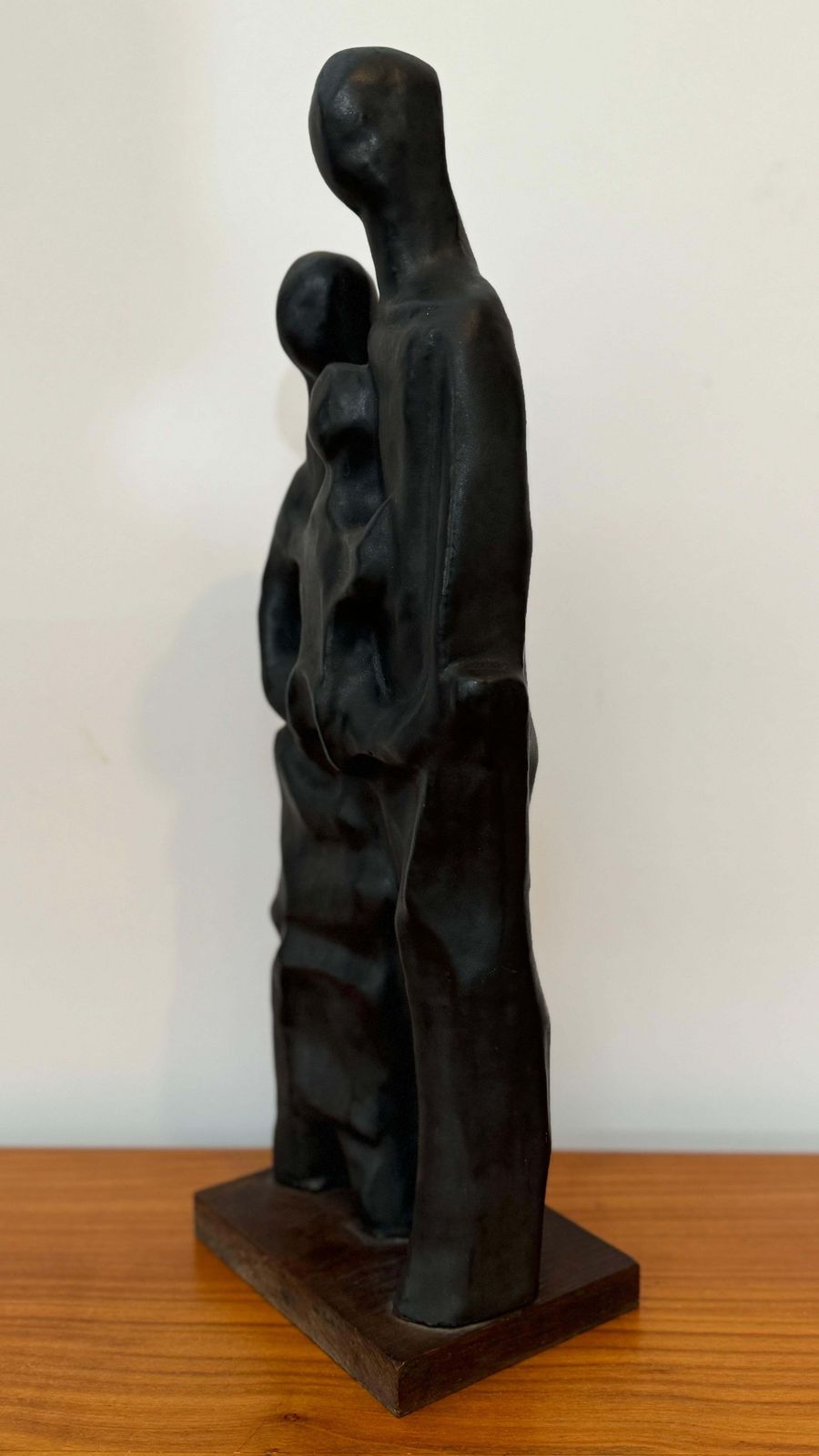 Abstract Family Sculpture In Black Glaze By Elie Van Damme, Belgium, 1960s photo Art