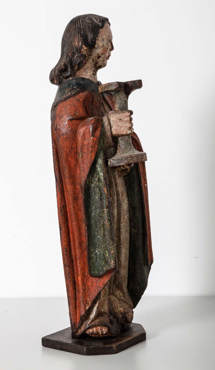 Works Of Art Polychrome Guardian Angel With Candelabrum, Netherlands photo for sale