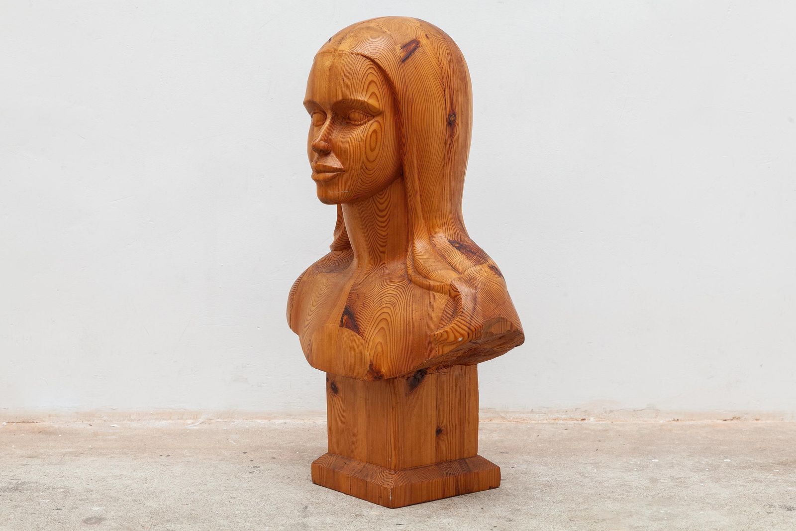 French Women Bust Sculpture "Marianne" Godess Of Liberty In Solid Wood, 1960s photo for sale