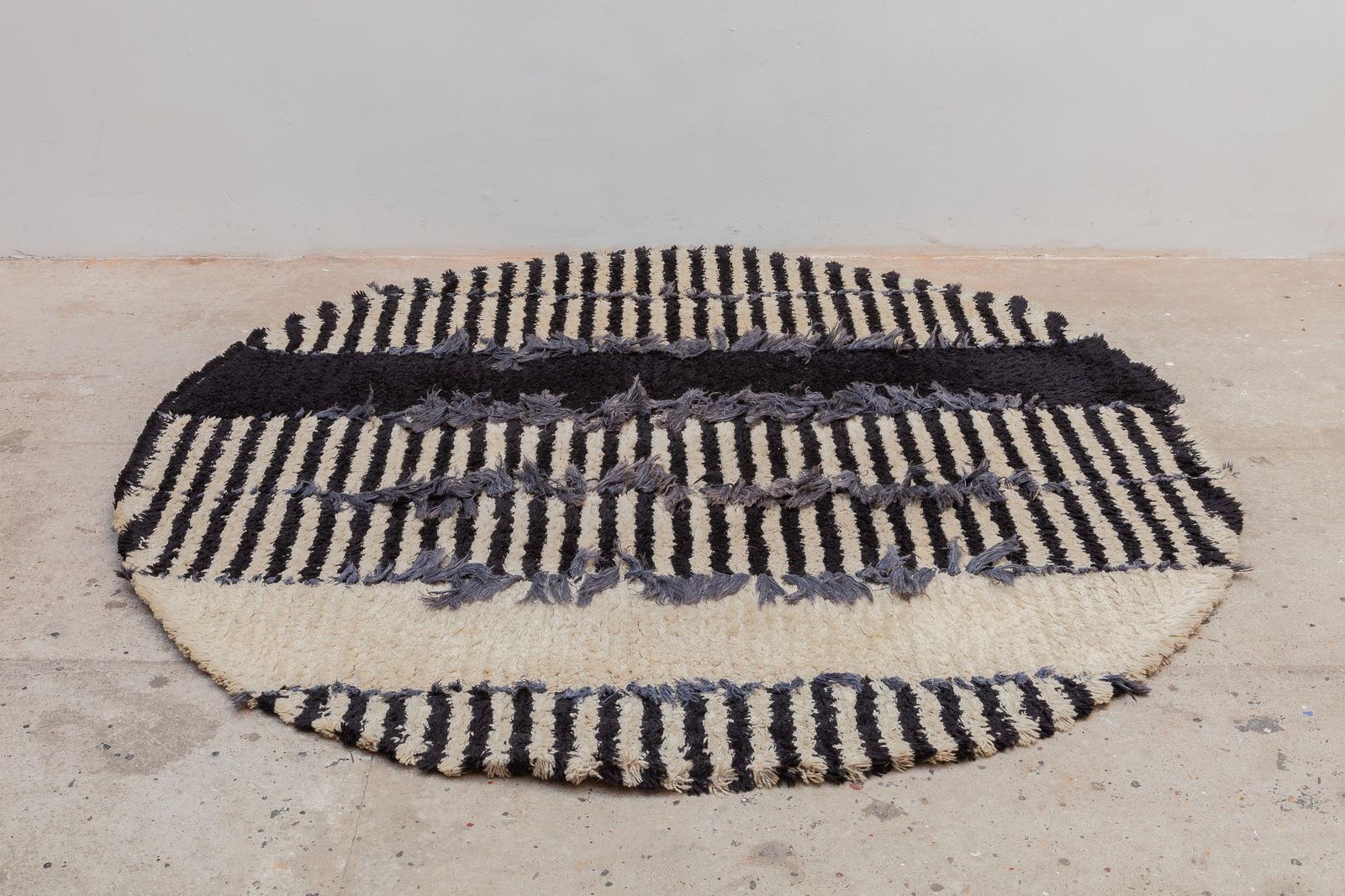 Op Art Round Rya Black And White Rug Wall Hanging Carpet, 1960s, Sweden photo buy